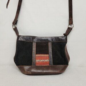 Bolivian Leather Suede Woven Handmade Cross body Handbag Ethnic Boho Bohemian